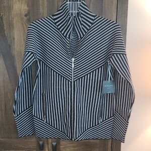 Cynthia Rowley Black and Gray Blazer with Chevron Pattern